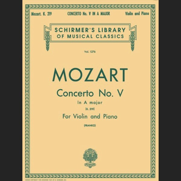 MOZART W.A. - CONCIERTO Nº5 LA M URTEXT KV.219 - ED. SCHIRMER